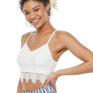 MUDD lace white tank crop top